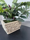Artificial Greenery in Cream Embossed Ceramic Planter