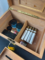 Quality Importers Venetian Cherry Wooden & Glass Humidor with Key & Accessories