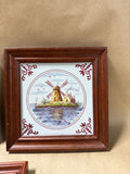 Framed Dutch Delft Style Framed Ceramic Tile - Set of 3