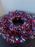 Patriotic Tinsel Star Wreath