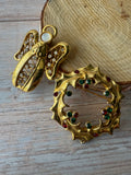 Pair of Gold Tone Holiday Brooches (A)