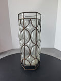 MCM Brutalist Caged Wrought Iron Art Glass Hand Blown Vintage Candle Holder AS IS (READ DESCRIPTION CAREFULLY)