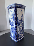Heavyweight Blue & White Chinoiserie Ceramic Umbrella Stand