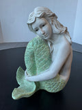 Lightweight Resin Mermaid Sculpture with Glittered Tail