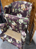 Purple Floral Wing Back Chair