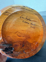 Artist Signed Cherry Burl Wooden Bowl