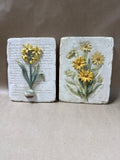 Pair Of 3D Chalkware Floral Wall Hangings