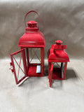 Red Metal Lantern Candle Holders — Pair