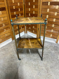 Vintage Petite 2 Tier Side Table on Caster, with Brass Legs and Pineapple Accents