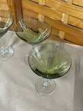 Green Martini Glasses with Clear Stems, Set of 4