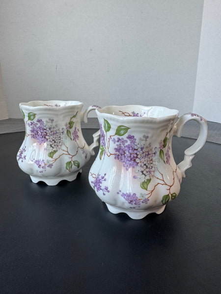 Pair of Allyn Nelson Collection England Violets Fine Bone China Mugs
