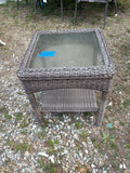 All Weather Wicker End Table w/Glass Top, Martha Stewart