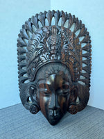 (C) Vintage Hand Carved Wooden Balinese Goddess Mask