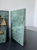 Brass & Green Marble Scales of Justice Vintage Bookends