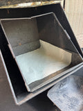 Antique Black Metal & Brass Coal Box with Shovel