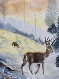 Watercolor of Landcape/Deer ; Signed Sagreco