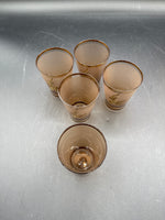 Bohemian Frosted Amber Decanter Set — 6 Pieces