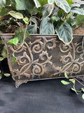 Pair of Faux Greenery in Embossed Tin Planters