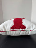 Lobster Red & White Embroidered Nautical Throw Pillow