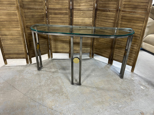 Demilune Glass Top Console Table