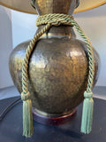 Lightweight Hammered 3-Way Metal Vase Lamp with Tassel Accent (WORKS)