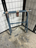 Blue Painted Luggage Rack with Floral Straps