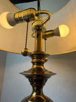 Heavyweight Vintage Brass Dual Bulb 3-Way Table Lamp (WORKS)