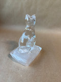 Clear Cat Glass Figure With Base