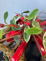 Moss Wrapped Holly Berry Present Decor