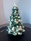 Vintage Snowy Ceramic Lighted Christmas Tree NO BULBS