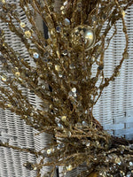 Gold Sequin Grapevine Spray Wreath with Ornaments