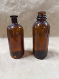 Pair Of Amber Glass Medicine Jars