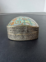 Bohemian Tile Top Silver Tone Trinket Box