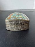 Bohemian Tile Top Silver Tone Trinket Box