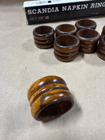 Set Of 6 Wooden Scandinavian Napkin Rings With Box