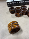 Set Of 6 Wooden Scandinavian Napkin Rings With Box