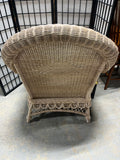 AS IS***Ayers Furniture Cream Tone Wicker Chair with Cushions***READ DESCRIPTION***