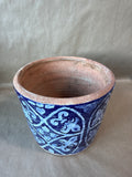 Blue Painted Terra Cotta Planter