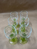 Set Of 6 Bormioli Rocco Green Stemmed Footed Cordial Liqueur Shot Nip Glasses // 2 Sets Available // *** PRICED INDIVIDUALLY ***