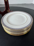 (C) 8-Piece Wedgwood England Palatia R4700 Greek Key Bone China Dessert/Bread Plates Set