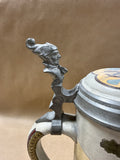 (C) German Beer Stein With Pewter Jester Tip Back