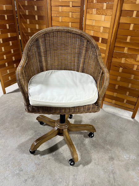 Adjustable Rattan Office Chair with Cushion