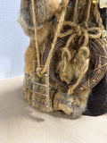Handmade Santa On Wood With Real Fur — Signed