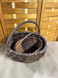 Rustic Woven Baskets with Handles, Set of 2, (K)
