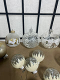 20 pc Clear Glass/Gold Ornaments, Lot D