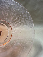 Pink Depression Glass Crackled Glass Style Handle Dessert Platter