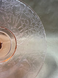Pink Depression Glass Crackled Glass Style Handle Dessert Platter