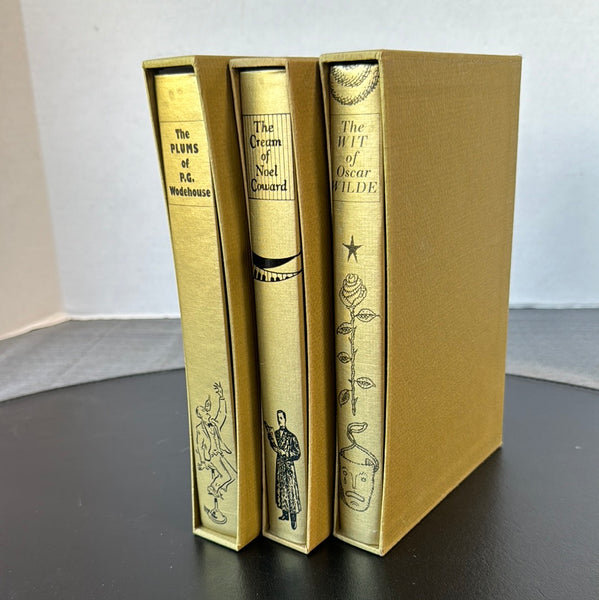 The Plums of P.G. Wodehouse, The Cream of Noel Coward & The Wit of Oscar Wilde Illustrated 1996-1997 Folio Society 3-Volume Hardcover Book Set in Slipcases