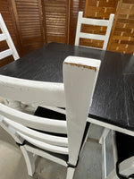 Ikea Dining Table with Leaf and  (7) Chairs, painted black & white