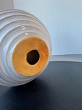 White Ribbed Decorative Glazed Pottery Bowl